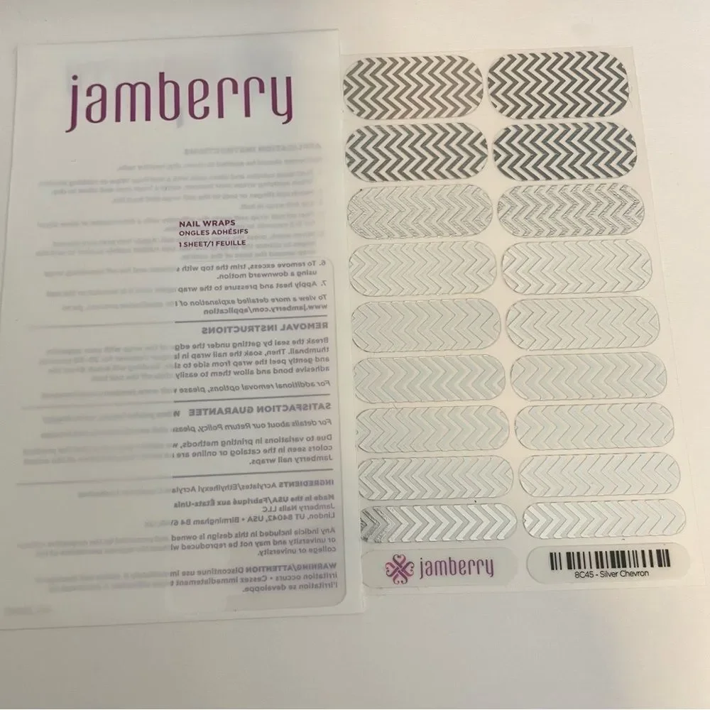 Jamberry Silver Chevron Full Sheet Nail Wraps 8C45